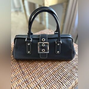 Chic Black Satchel with Buckle Accent